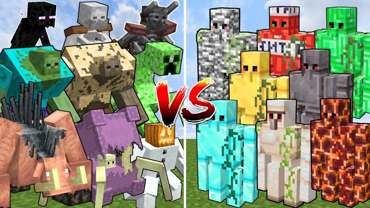 All MINECRAFT GOLEMS vs ALL MINECRAFT MUTANT MONSTERS | Minecraft Mob Battle