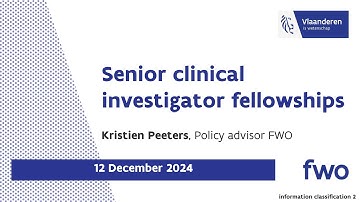 Online information session FWO  Senior Clinical Investigator Fellowship Call 2025