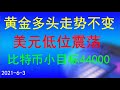 黄金多头趋势不变；美元有望反弹；比特币小目标44000；港股减仓后不急于抄底。Victor美股投资---2021.6.3