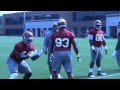 Alabama defensive linemen work on hand technique at 1st practice