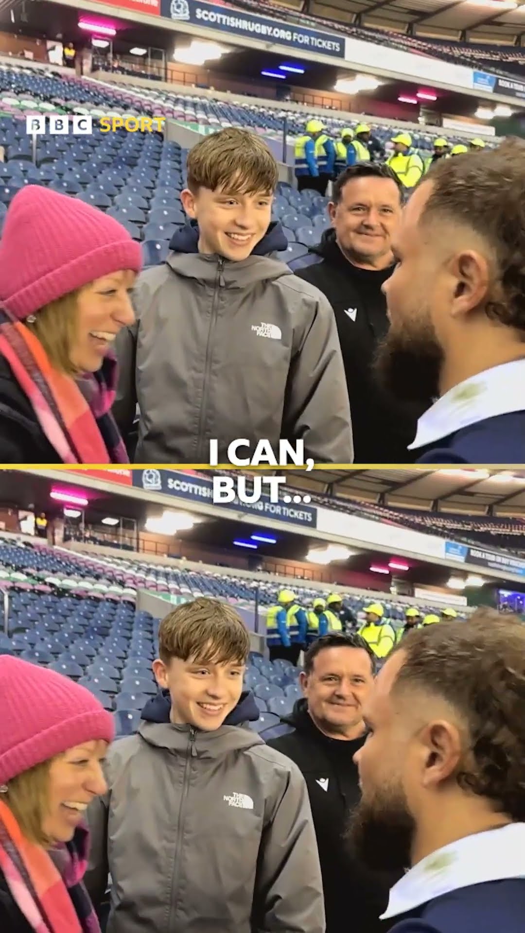 A young fan gets advice from a rugby star!
