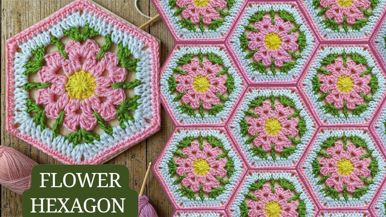 Crochet Hexagon Throw STEP-BY-STEP TUTORIAL @sara1111  sara's crochet Flower/ Bag For Beginners