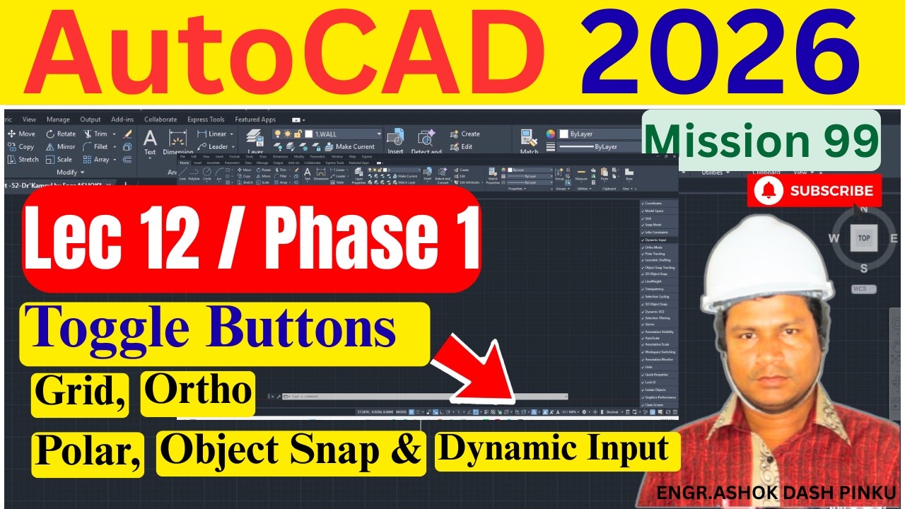 AutoCAD 2026 Course for Beginners - Lec 12 | Phase 1| Mastering
