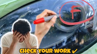 CHECKING YOUR WORK ?  got scratches in your finished headlight restoration