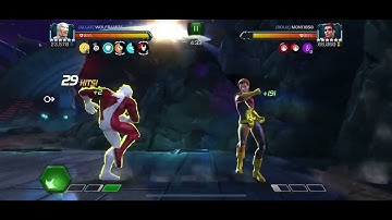 MCoC guardian vs Kitty Pyrde on node 14 (ebb flow knock down, heavy hitter, crush 2.0)