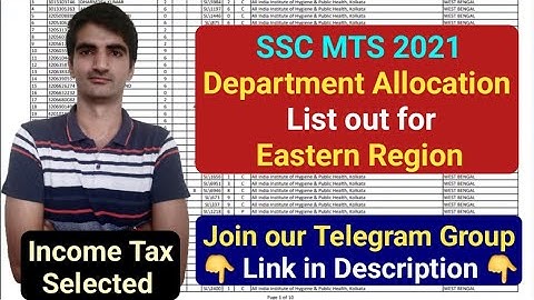 SSC MTS 2021 Department Allocation List Published for Eastern Region