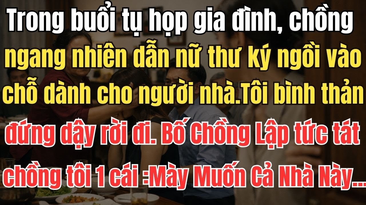 Trong buổi tụ họp gia đình, chồng tôi ngang nhiên dẫn nữ thư ký ngồi vào chỗ dành cho người nhà