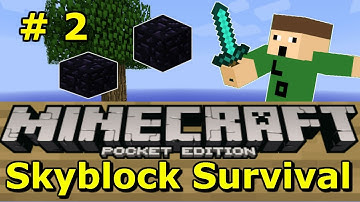 Minecraft PE 1.0 SkyBlock Hardcore Survival Ep 2- Exploring Other SkyIsland!