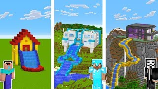 Minecraft NOOB vs PRO vs HACKER: WATER SLIDE HOUSE CHALLENGE in Minecraft / Animation