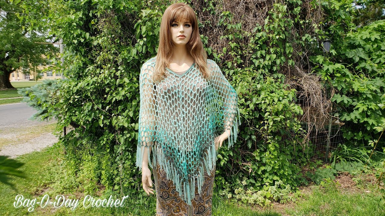 Easy Crochet Poncho For Beginners | The Lacy Mint Poncho | BagoDay Crochet Tutorial #483