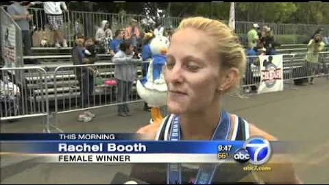 Rachel Booth winning the Disneyland 1/2 Marathon A...