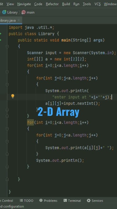 Two dimensional array program in java - YouTube