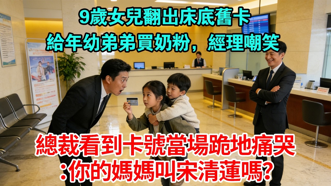 9歲女兒翻出床底舊卡 給年幼弟弟買奶粉，經理嘲笑 總裁看到卡號當場跪地痛哭 ：你的媽媽叫宋清蓮嗎？#為人處世#生活經驗#情感#人生感悟 #故事頻道