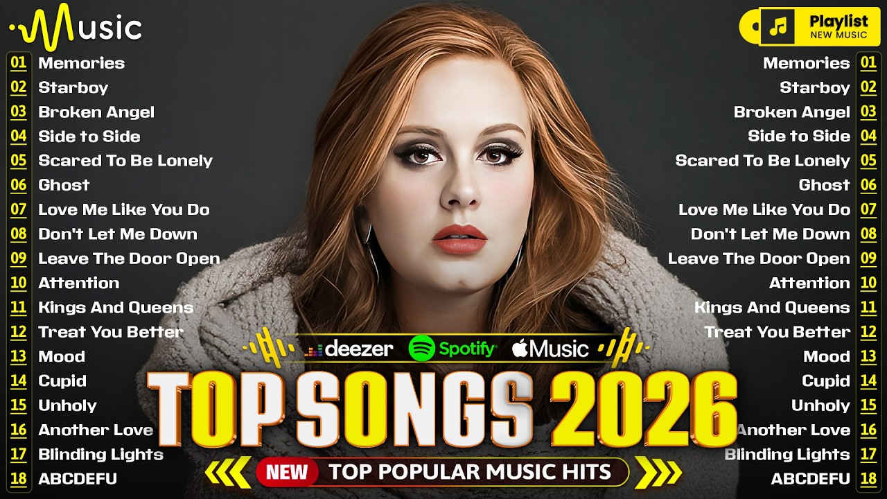Billboard 🍁 Spotify Playlist 2026 ❄️ Adele, Maroon 5, Billie Eillish, The Weeknd, Justin Bieber