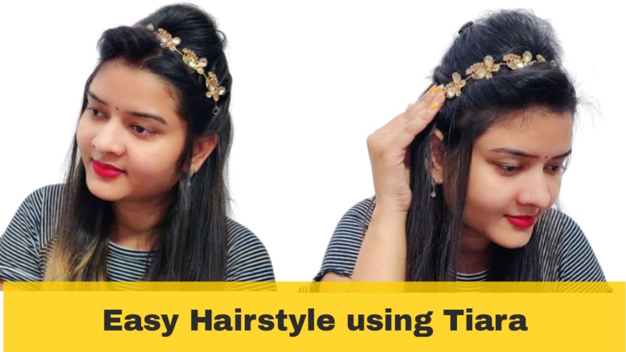 Beautiful party hairstyle with tiara  YouTube