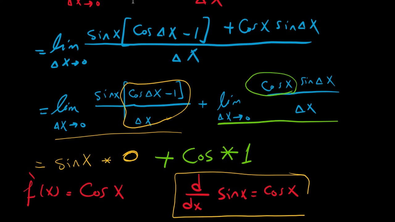 اثبات تفاضل الدوال المثلثية
