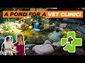 We built a koi pond with a waterfall for this vet clinic in morris hills