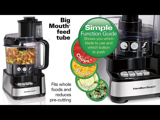 Hamilton Beach Stack & Snap Food Processor and Vegetable Chopper, BPA Free,  Stainless Steel Blades, 12 Cup Bowl, 2-Speed 450 Watt Motor, Black