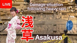Going to check on the impact of last night's heavy rain and earthquake in Asakusa