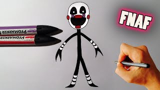 How to Draw adventure marionette (puppet) from Five Nights at Freddy's FNAF World drawing lesson