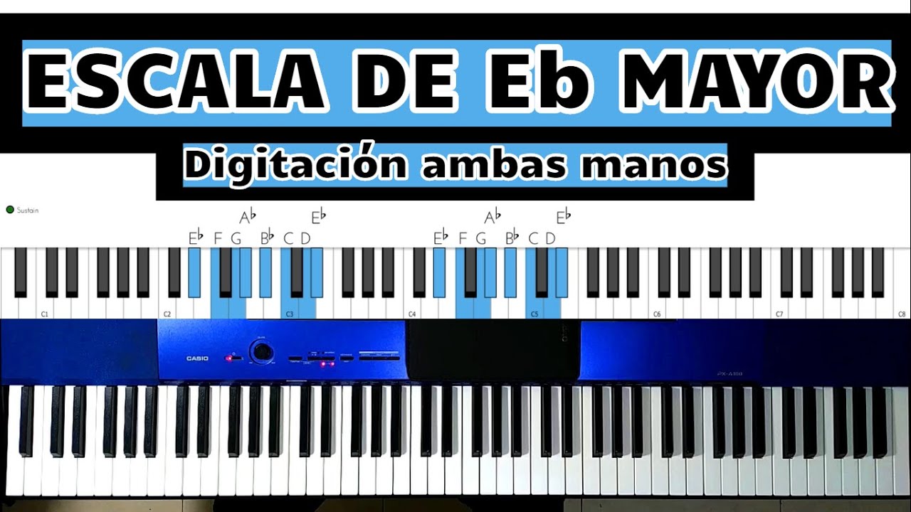 Samuel Digno preparar Escala de MI BEMOL MAYOR en PIANO - (D#/Eb) - Práctica y Digitación AMBAS  MANOS - YouTube