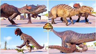 2022 Demon Carnotaurus VS All Dinosaurs Hunting and Killing Animations 🦖 Jurassic World Evolution 2