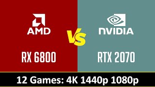 AMD Radeon RX 6800 vs nVidia GeForce RTX 2070 - Gaming 1080p 1440p 4K (Ryzen 9 5950X)