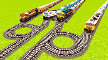 MULTIPLE TRAINS CRASHED AND ROTATING CROSSING ON DOUBLE ROTATING BUMPS RAILROAD|⭕⭕ Train simulator|