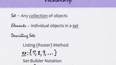 2.2 Describing Sets (part 1)