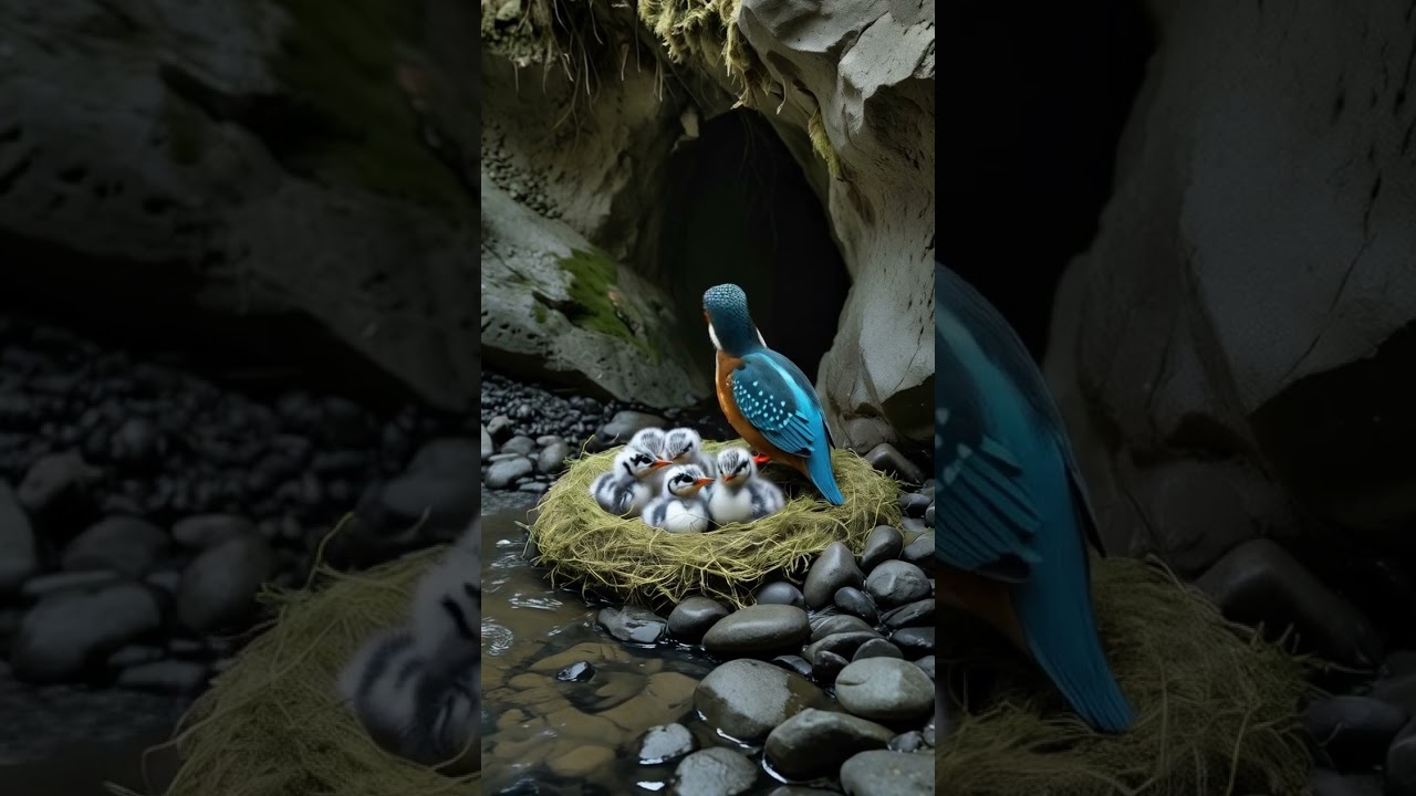 Crested Kingfisher Nest Hiding by the River 