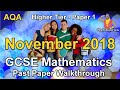 GCSE Maths AQA November 2018 Paper 1 Higher Tier Walkthrough