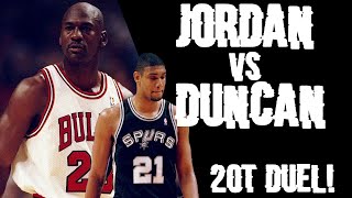 Michael Jordan vs Rookie Tim Duncan 2OT Duel 1997.11.03 - Duncan With 19 Pts, CLUTCH MJ Had 29 Pts !