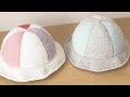 【かぎ針編み】2色パラソル帽子ベビーサイズの編み方