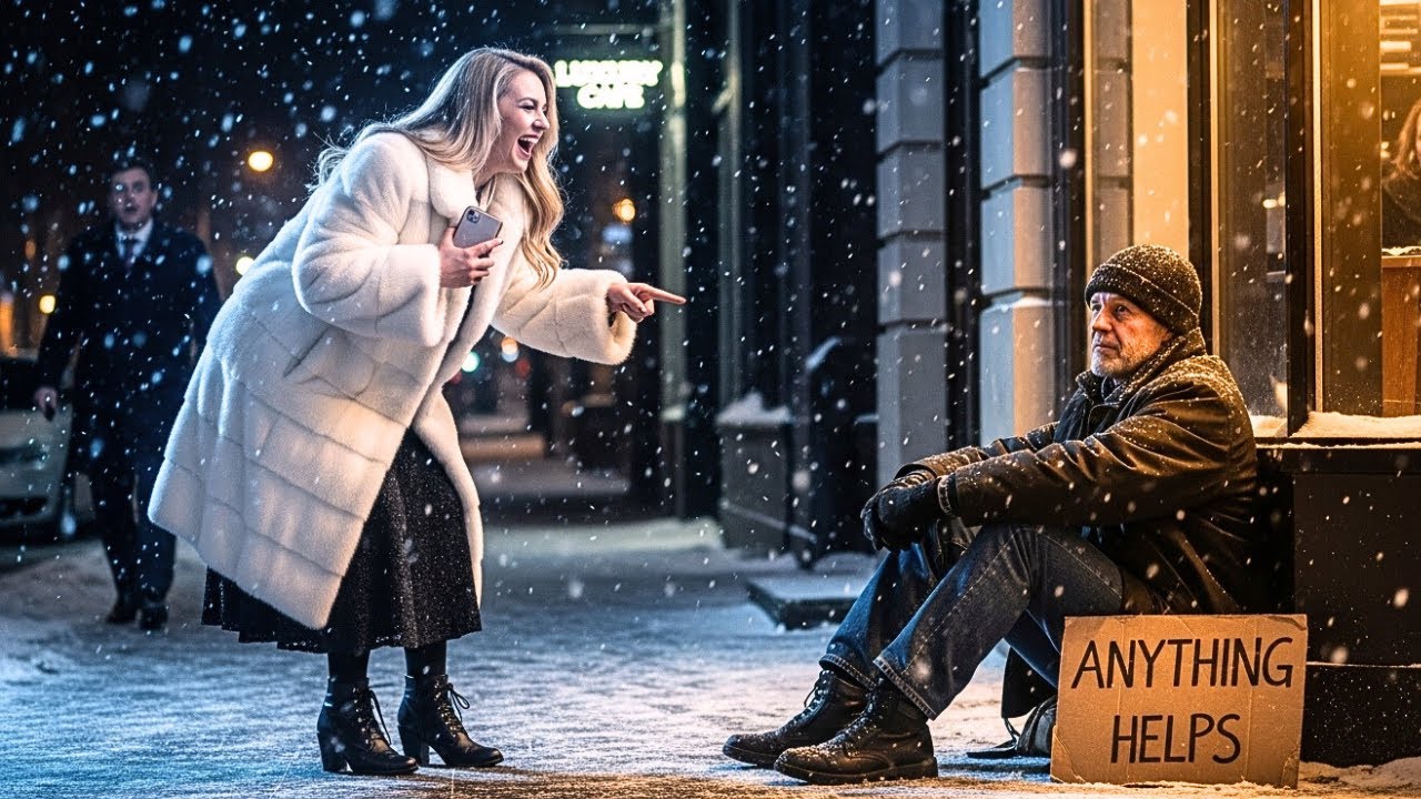 Spoiled Girl Laughs at Homeless Man in the Snow – What He Does Next Changes Everything.