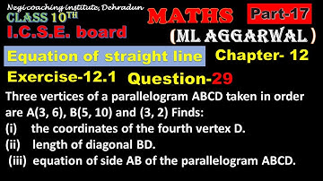 ICSE board class 10, chapter 12, equation of straight line, part 17, exercise 12.1, question 29