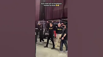 Jimin Looks Tall He Immediately Checked His Shoes Jimin Bts 