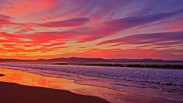 Sunset Afterglow on a Tasmanian Beach with Calm Ocean Waves | Relaxing ASMR for Deep Sleep | 3H 4K