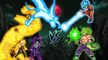 Naruto Rikudou & Sasuke FMS VS Broly DBS(New) & Goku DBS V3(All Form) in Jump Force Mugen