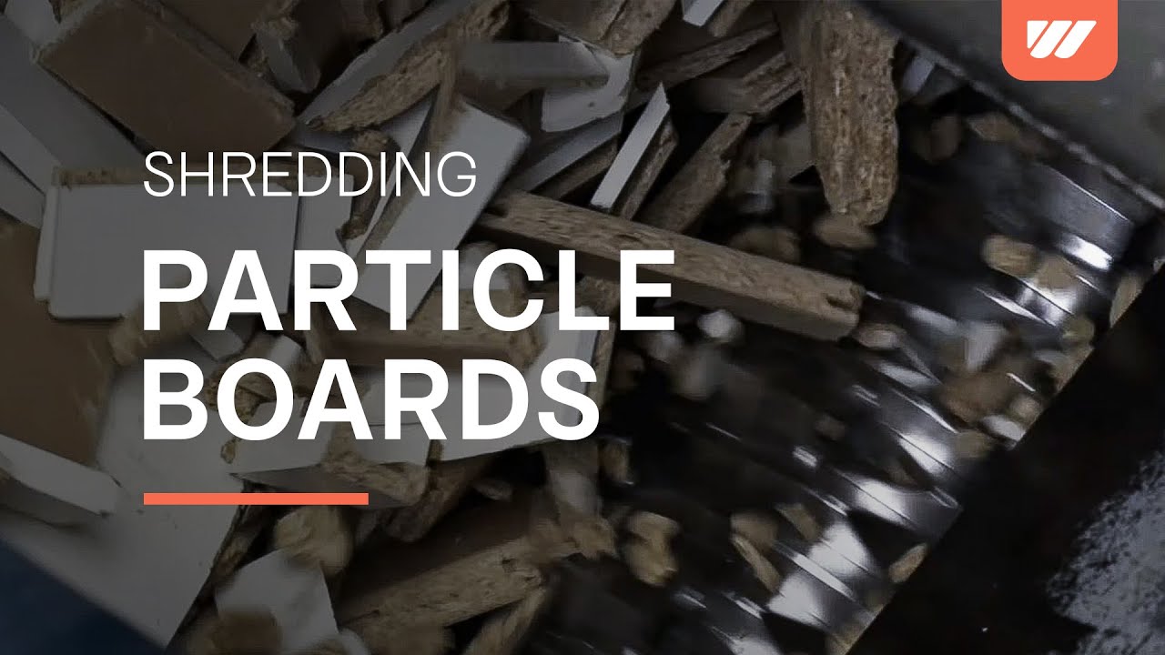 Particle board shredding with WEIMA WL 6 S grinder at GARANT Türen & Zargen GmbH