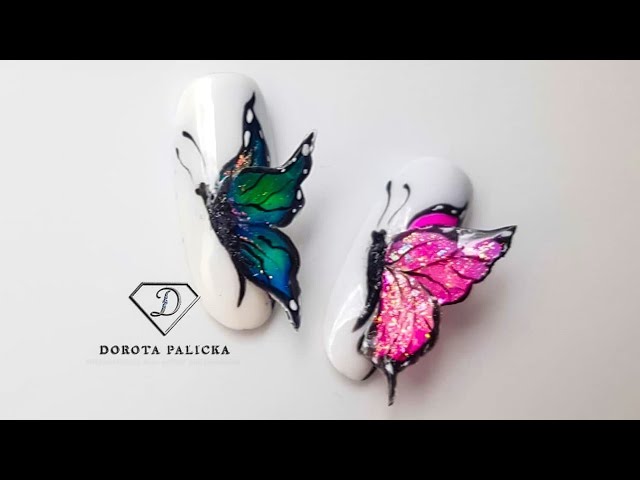 3d color changing thermochromic gel butterfly. 3d butterfly nail art. Butterfly nail art. Nail art