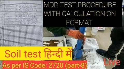 MDD Test of soil procedure Is code 2720 part-8 Hindi me (Live) mdd&omc of soil, Proctor compaction