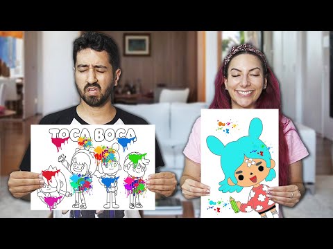 TENTE PINTAR DESENHOS DO TOCA LIFE SEM VER | Gabriel e Shirley 2.0