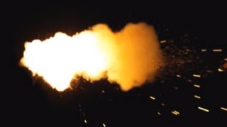 Hand Gun / Slow Motion Muzzle Flash Side / Black Screen