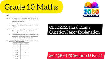 Grade 10 CBSE Maths Final Exam Revision With PYQ  2025 Q.P Set-1 Section -D@2080math 