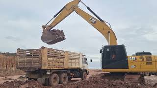 งานนี้ขอขุดดินดานดินตับม้าหน่อย CAT 323GX บ่อลึกดั้มสิบล้อตั้งรับ excavator and truck