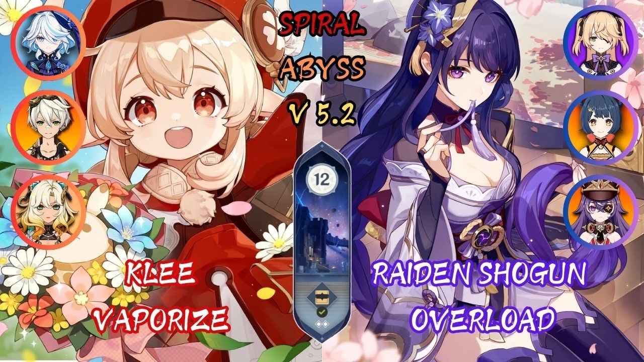 Klee Vaporize & Raiden Shogun Overload | Abyss 5.2 | Floor 12 | Genshin Impact Gameplay