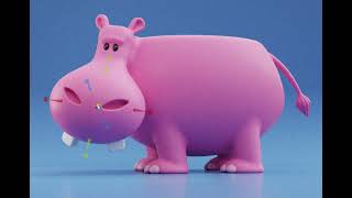 Pink hippo 3D scene impression and SDF blending demo