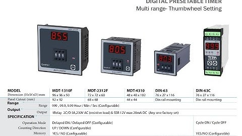Multispan thumbwheel timer (MDT - 1310F, 2312F )