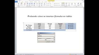 MS Word Tablas y formulas