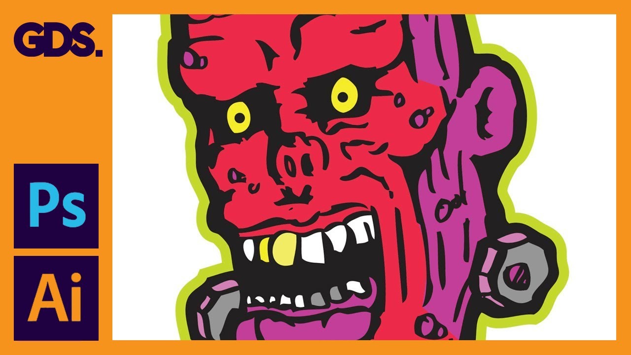 Create a Retro Sticker - Colouring - Live Trace a Sketch [Photoshop ...